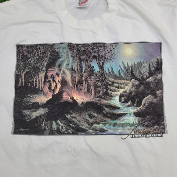 Vintage 1995 Native American Shirt Large 21x27 Audubon-Illusions - Picture 3 of 15